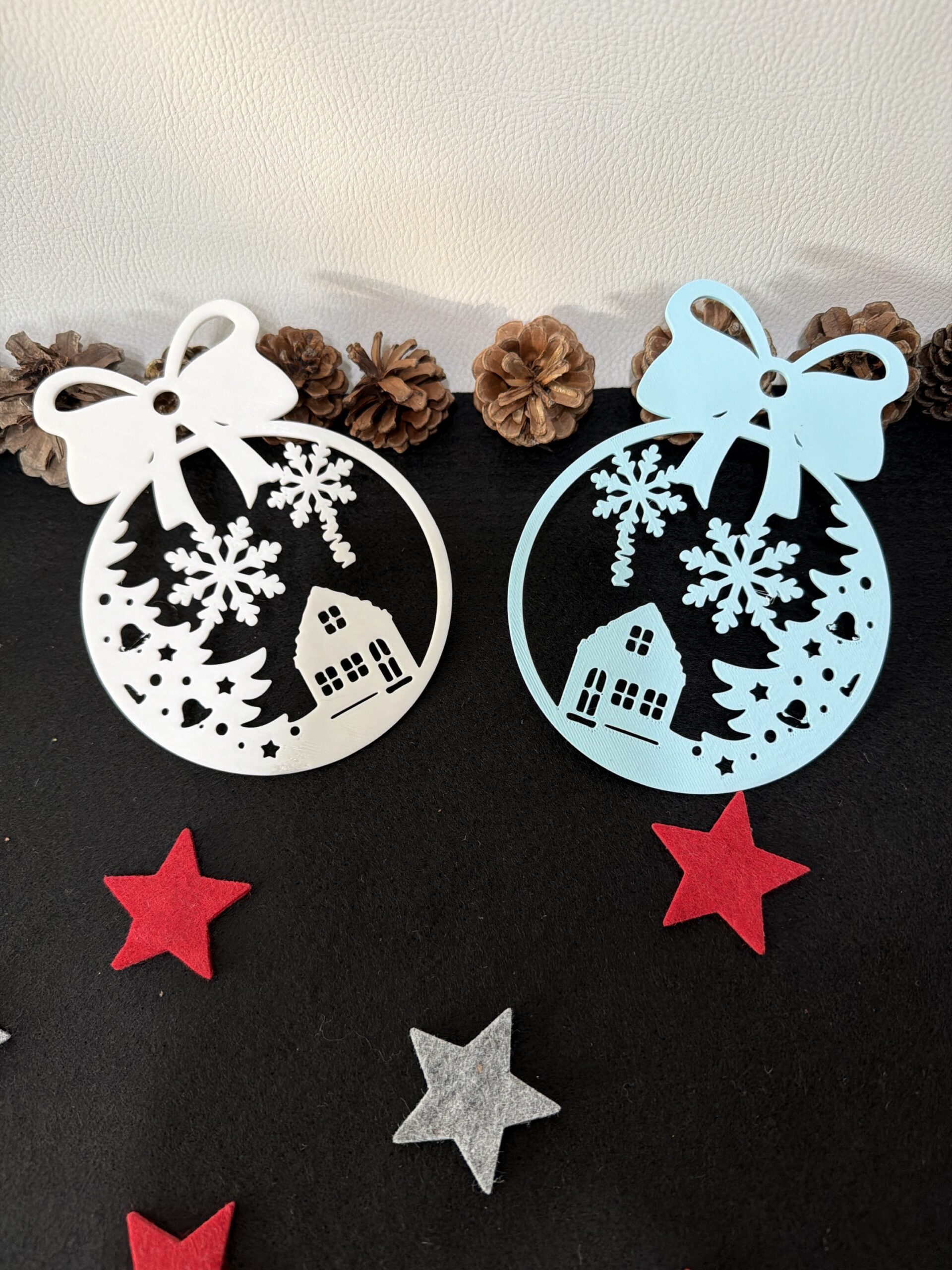 Weihnachtsanhänger „Winterlandschaft mit Schleife“